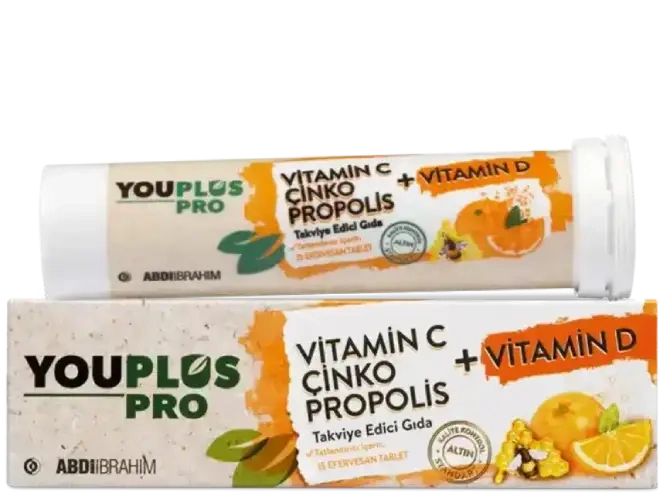 Youplus Pro C Vitamin D Vitamin Çinko Propolis Efervesan 15 Tablet